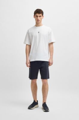 Stretch-cotton T-shirt with Double B monogram, White