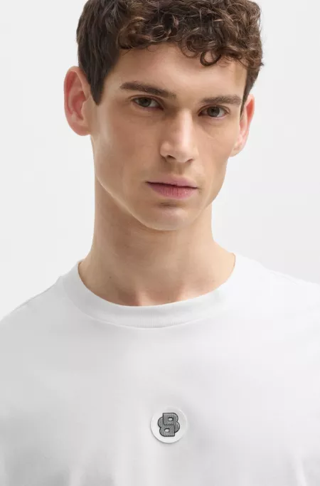 Stretch-cotton T-shirt with Double B monogram