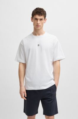 Stretch-cotton T-shirt with Double B monogram, White