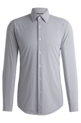 Slim-fit shirt striped performance-stretch fabric
