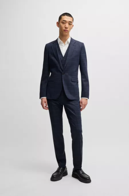 Extra-slim-fit suit in checked performance-stretch cloth
