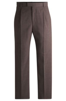 Regular-fit trousers in melange wool, Light Brown