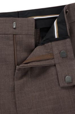 Regular-fit trousers in melange wool, Light Brown