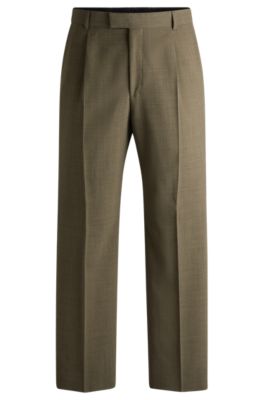 Regular-fit trousers in melange wool, Light Green