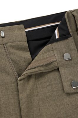 Regular-fit trousers in melange wool, Light Green