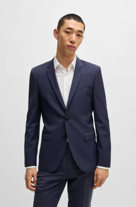 Extra-slim-fit suit jacket in melange wool