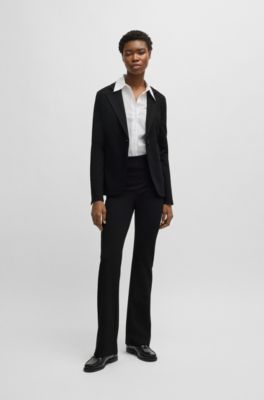 Blazer ajustado en punto el&aacute;stico, Negro