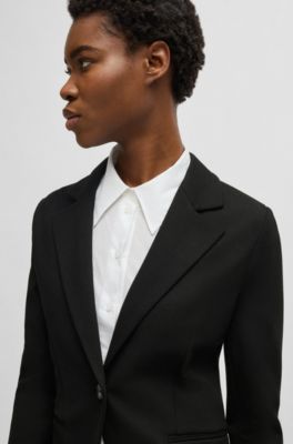 Blazer ajustado en punto el&aacute;stico, Negro