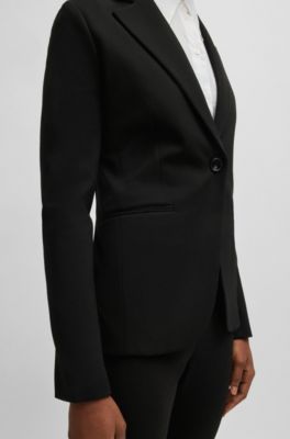 Blazer ajustado en punto el&aacute;stico, Negro