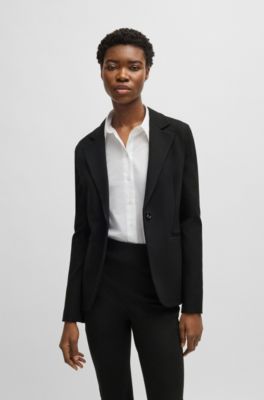 Blazer ajustado en punto el&aacute;stico, Negro