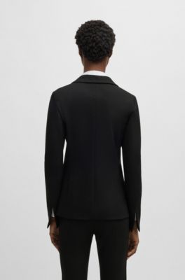 Blazer ajustado en punto el&aacute;stico, Negro