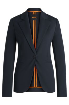Blazer ajustado en punto el&aacute;stico, Azul oscuro