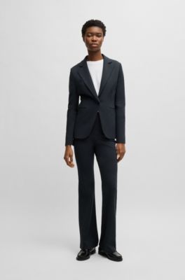 Blazer ajustado en punto el&aacute;stico, Azul oscuro