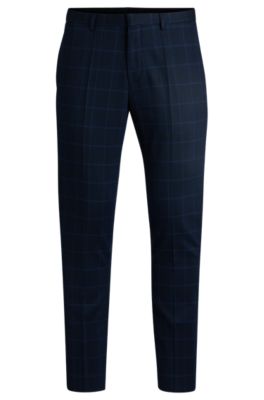 Pantalones de traje extra slim fit de pa&ntilde;o el&aacute;stico t&eacute;cnico, Azul oscuro