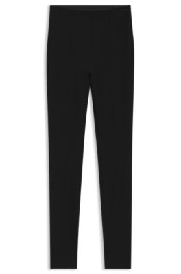 Leggings de punto el&aacute;stico con cremallera lateral, Negro