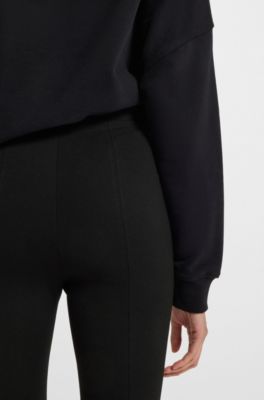 Leggings de punto el&aacute;stico con cremallera lateral, Negro