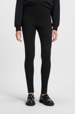 Front-cutline leggings in stretch jersey, Black