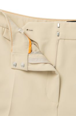 Crease-front chinos in stretch satin, Light Beige