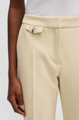 Crease-front chinos in stretch satin, Light Beige