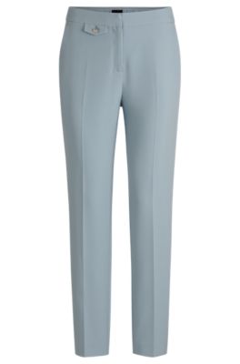 Crease-front chinos in stretch satin, Blue