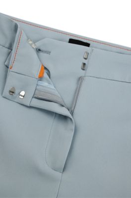 Crease-front chinos in stretch satin, Blue