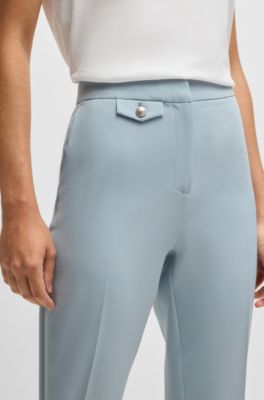 Crease-front chinos in stretch satin, Blue