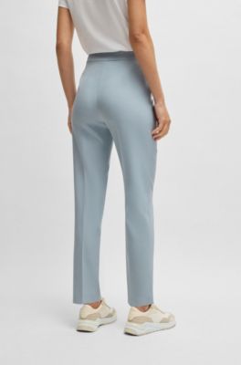 Crease-front chinos in stretch satin, Blue