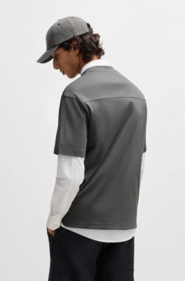 Stacked-logo T-shirt in interlock cotton, Light Grey