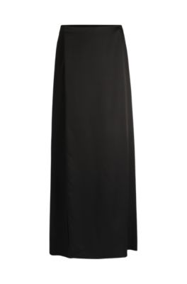 Hugo Boss Relaxed-fit Trousers With Wrap Front In Lustrous Fabric In Black