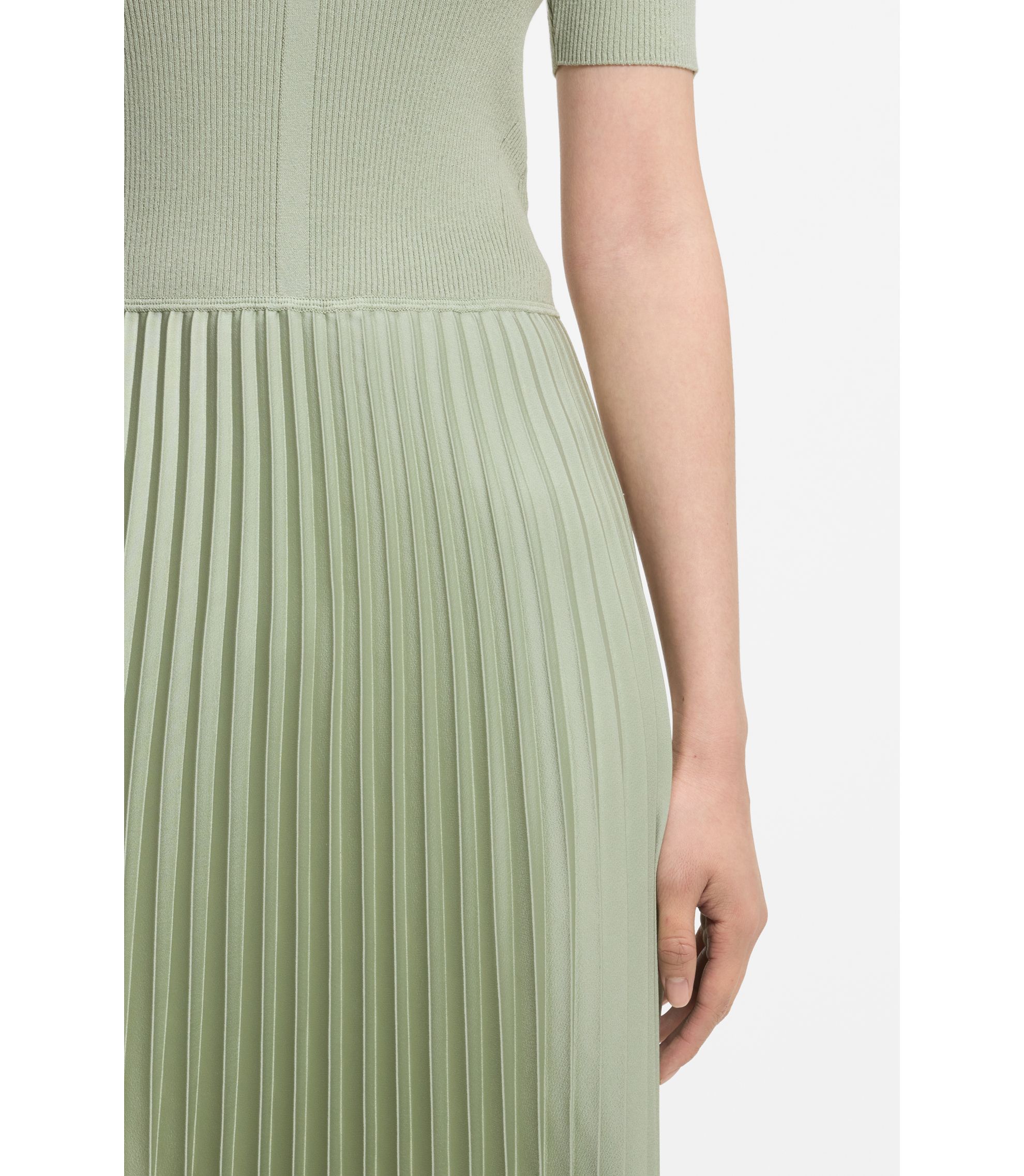 green emerald velvet dress Classic Fit and Flare Wool Dress – Dark Green Midi with Pleated Skirt –  Xiaolizi