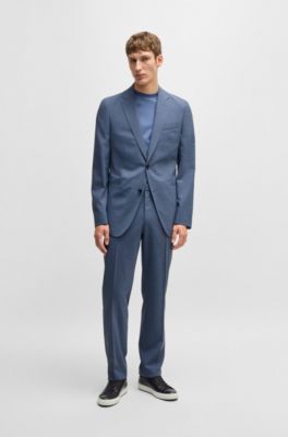 BOSS - Slim-fit suit in patterned stretch cloth - Blue