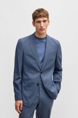 Slim-fit suit in patterned stretch cloth, Blue