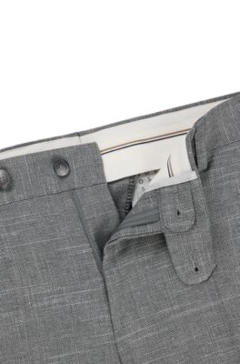 Pantalones slim fit de mezcla de lana con dibujo, Plata