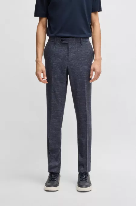 Slim-fit trousers in patterned wool