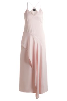 Sateen dress with waterfall detail, light pink