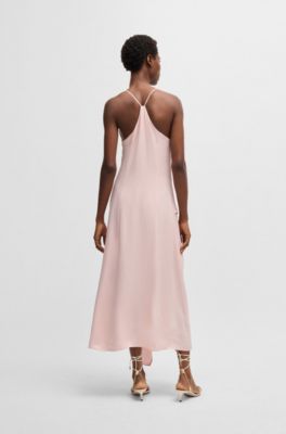 Sateen dress with waterfall detail, light pink