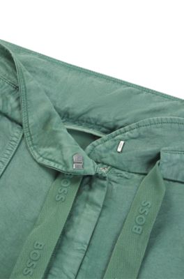 Regular-fit trousers with paperbag waist, Light Green