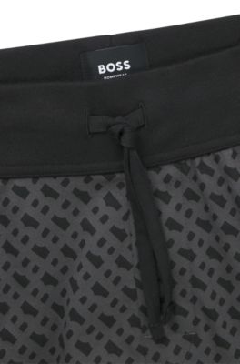 Drawstring pajama shorts cotton with printed branding