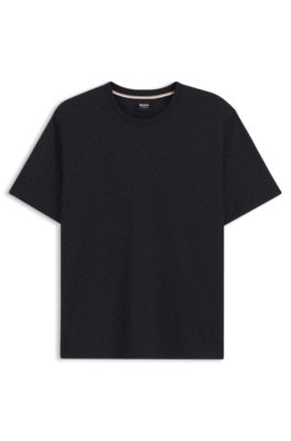 Pajama T-shirt in cotton with printed branding, Dark Blue