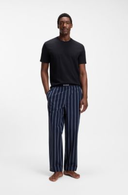 Pajama T-shirt in cotton with printed branding, Dark Blue