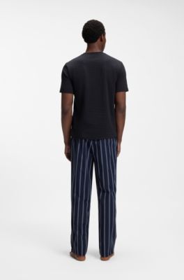 Pajama T-shirt in cotton with printed branding, Dark Blue