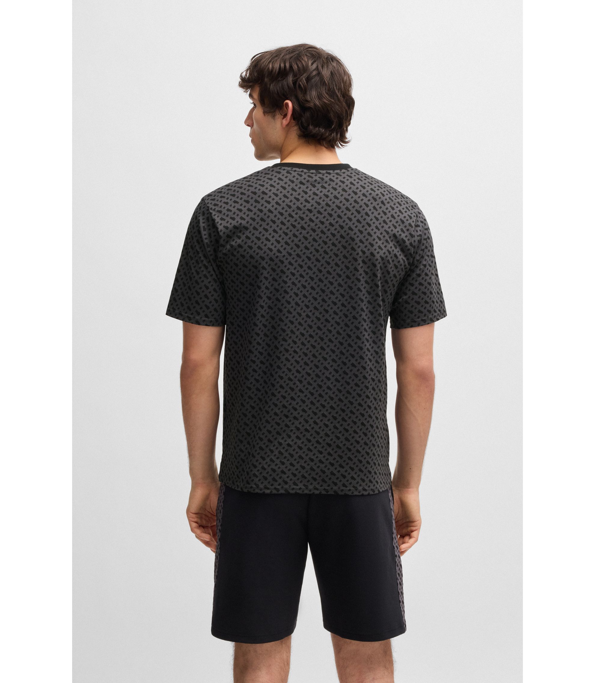 T-Shirt Pyjama Homme BOSS - Coton Stretch Confort - Col Tunisien - Pour Nuits Douces