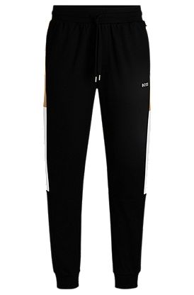 Cotton-terry tracksuit bottoms with contrast side panels