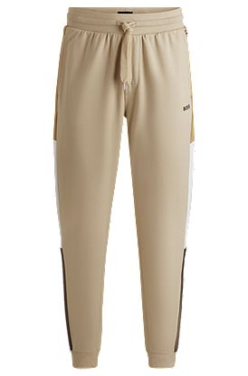 Cotton-terry tracksuit bottoms with contrast side panels