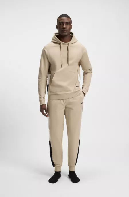 Cotton-terry tracksuit bottoms with contrast side panels