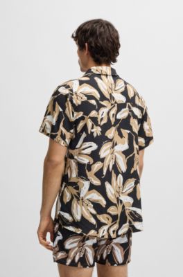 Regular-fit shirt with all-over print, Black