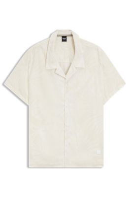 Camisa regular fit con estampado integral, Blanco