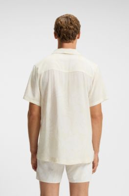 Camisa regular fit con estampado integral, Blanco