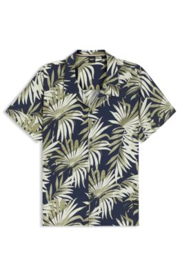 Regular-fit shirt with all-over print, Khaki