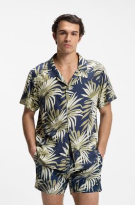 Camisa regular fit con estampado integral, Caqui